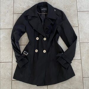 Express Black Chic Windbreaker Silver Button Detail